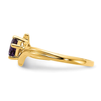 14K Gelbgold Ring mit Prinzessschliff-Amethyst, 4 mm