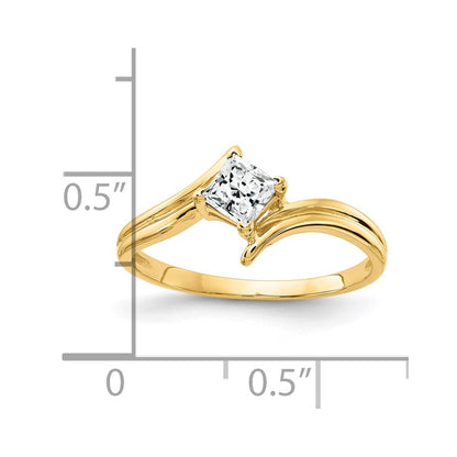14K Gelbgold 4-mm-Ring mit Zirkonia im Prinzessschliff
