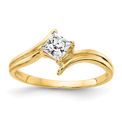 14K Gelbgold 4-mm-Ring mit Zirkonia im Prinzessschliff