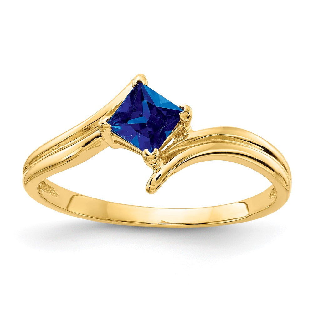 14K Gelbgold Ring mit 4 mm Prinzessschliff-Saphir