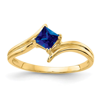 14K Gelbgold Ring mit 4 mm Prinzessschliff-Saphir