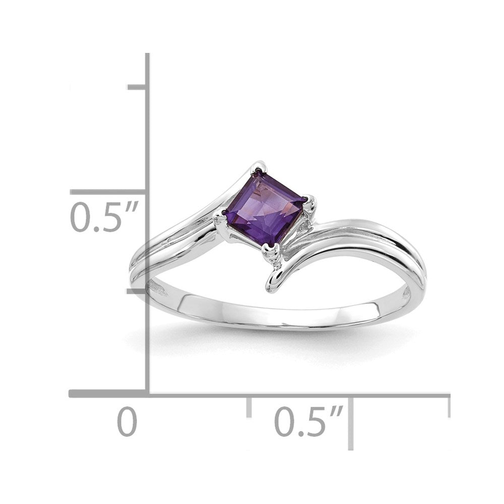 14K Weißgold 4 mm Ring mit Prinzessschliff-Amethyst