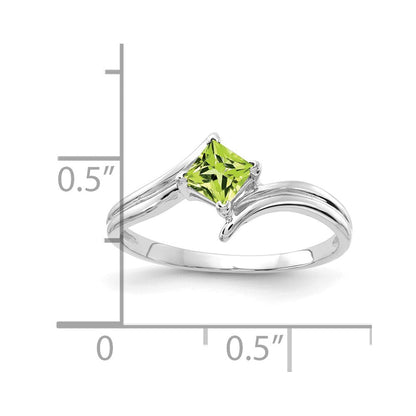 14K Weißgold Ring mit Peridot im Princess-Schliff, 4 mm