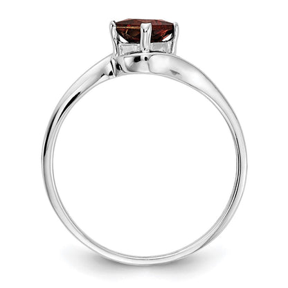 14K Weißgold 4mm Ring mit Prinzessschliff-Granat
