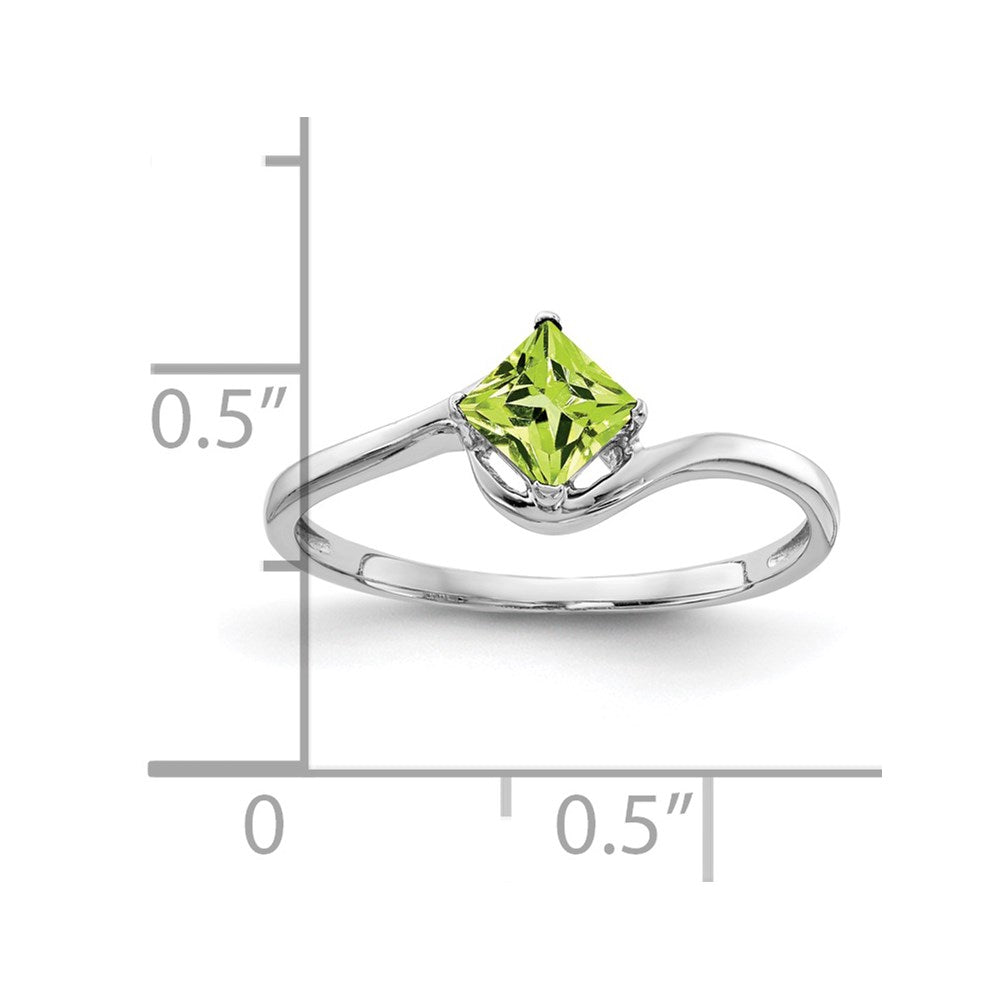 14K Weißgold 4mm Peridot Ring im Princess-Schliff
