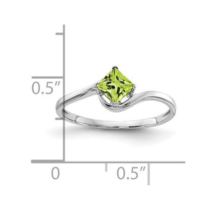 14K Weißgold 4mm Peridot Ring im Princess-Schliff