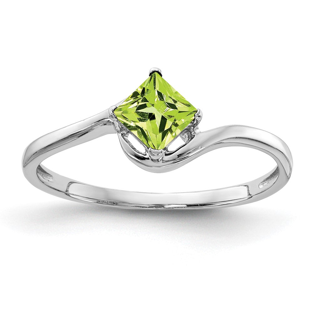 14K Weißgold 4mm Peridot Ring im Princess-Schliff
