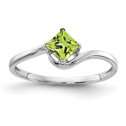 14K Weißgold 4mm Peridot Ring im Princess-Schliff