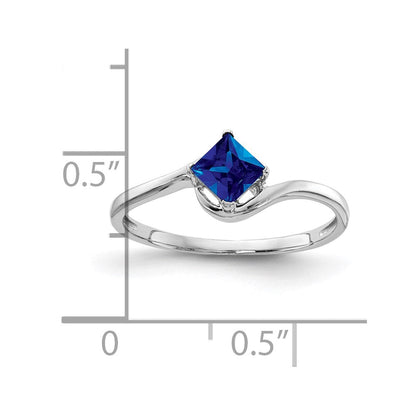 14K Weißgold Ring mit Prinzessschliff-Saphir, 4 mm
