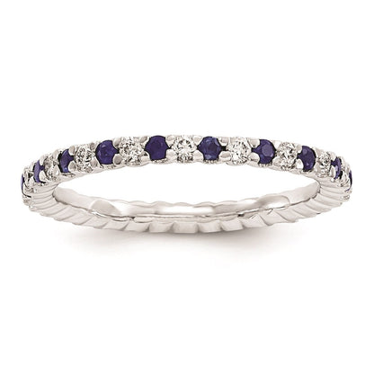 14K Weißgold Echt Diamant / Saphir Ring