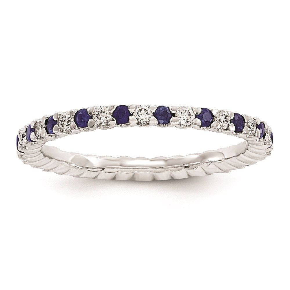 14K Weißgold Echt Diamant / Saphir Ring