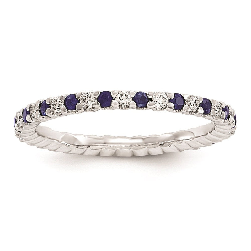 14K Weißgold Echt Diamant / Saphir Ring