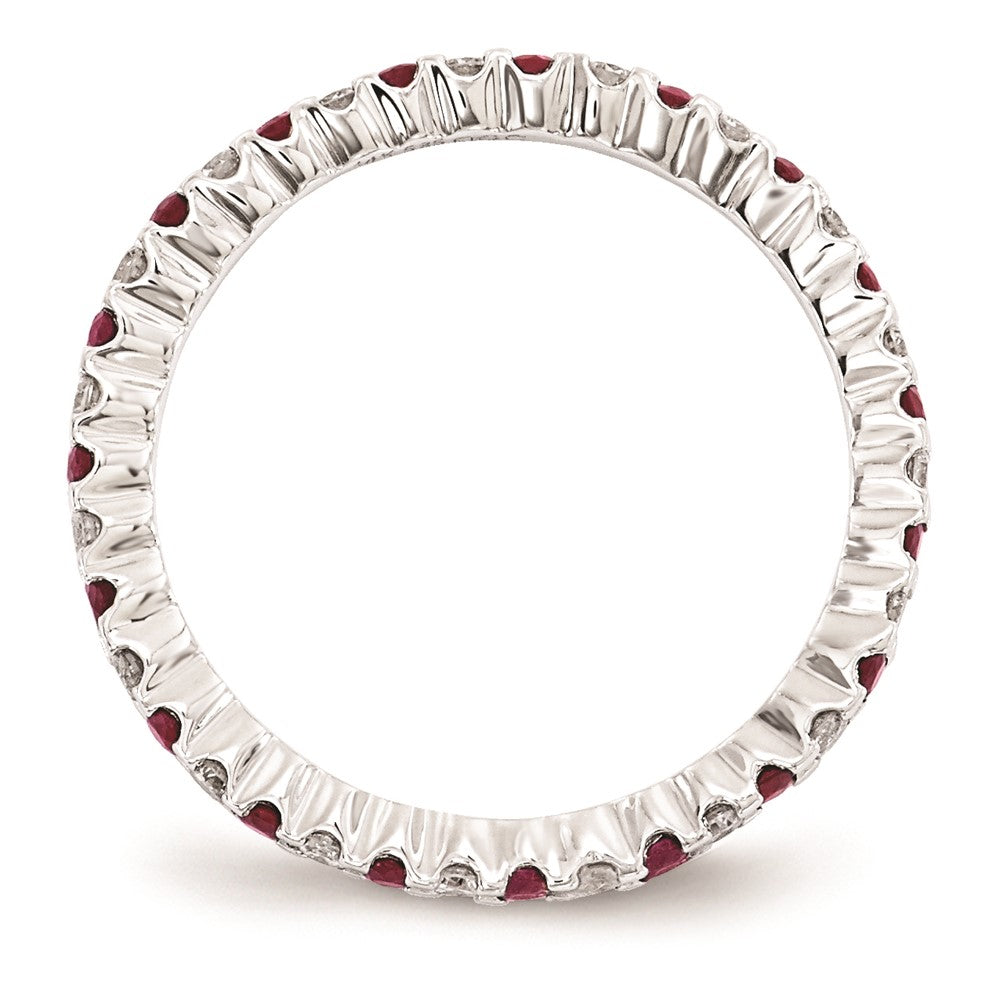 14K Weißgold Echt Diamant / Rubin Ring