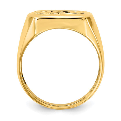 14K Gelbgold Herrenring mit AA-Diamant und Onyx, "Dad"