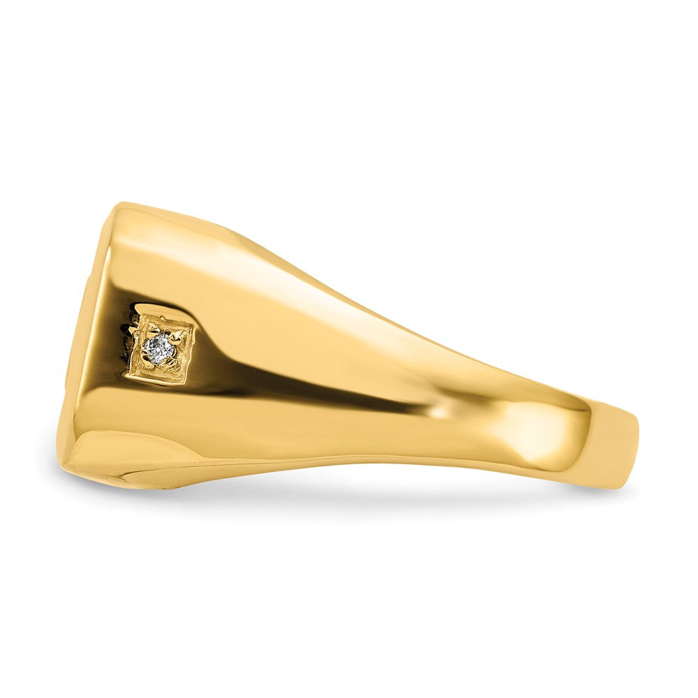 14K Gelbgold Herrenring mit AA-Diamant und Onyx, "Dad"