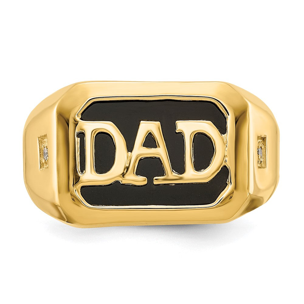 14K Gelbgold Herrenring mit AA-Diamant und Onyx, "Dad"