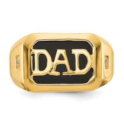 14K Gelbgold Herrenring mit AA-Diamant und Onyx, "Dad"