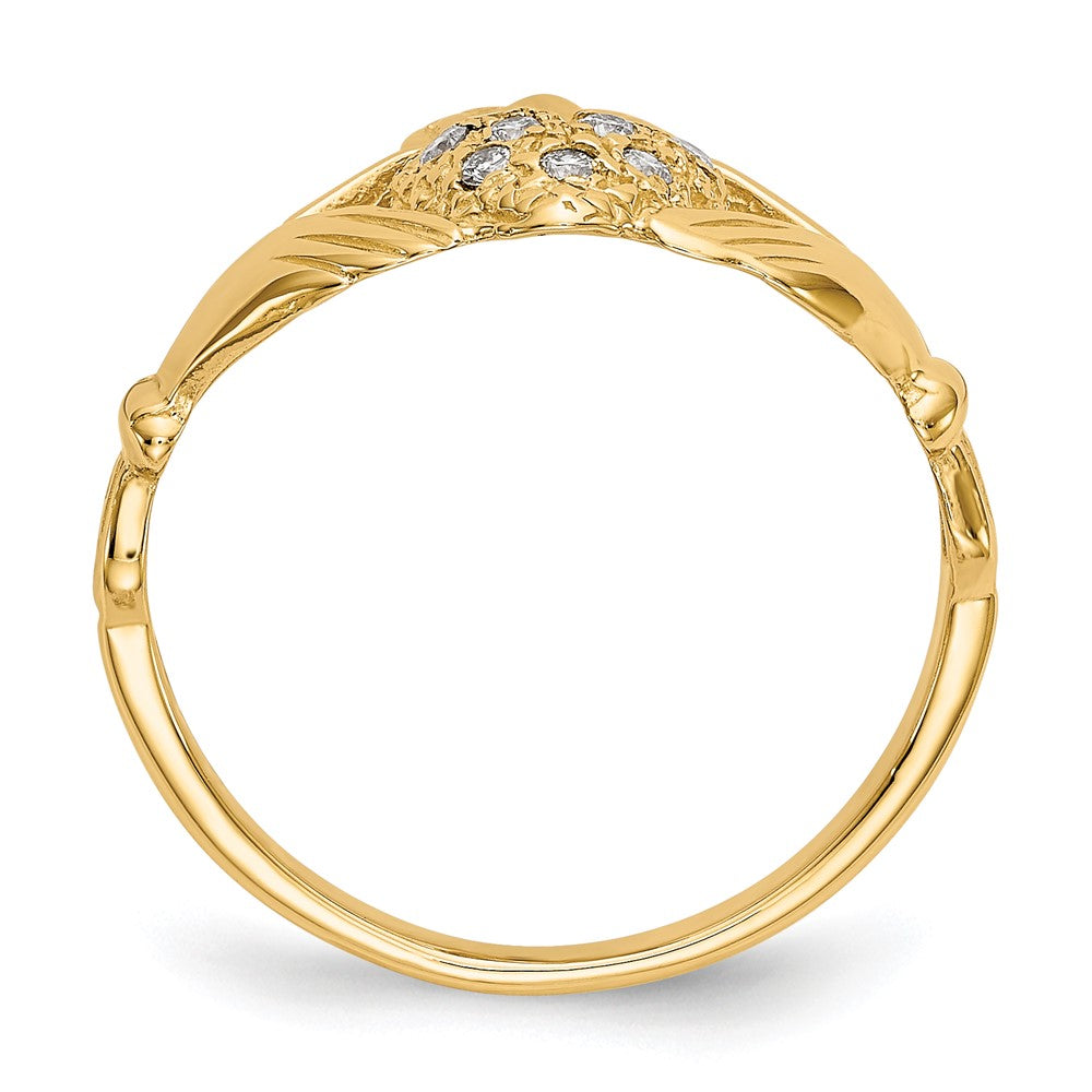 14K Gelbgold Claddagh-Ring mit 0,10 ct. echten AA-Diamanten