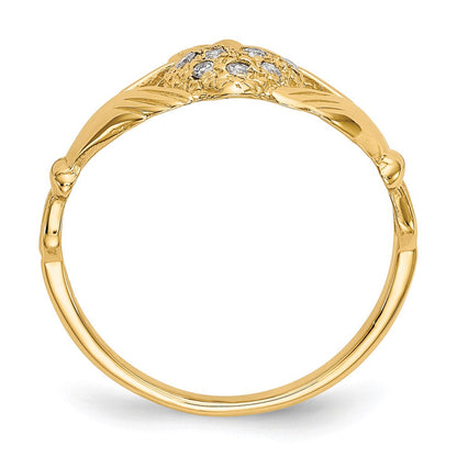 14K Gelbgold Claddagh-Ring mit 0,10 ct. echten AA-Diamanten