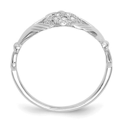 14K Weißgold Claddagh-Ring mit 0,1 ct. echten Diamanten, Qualität AA