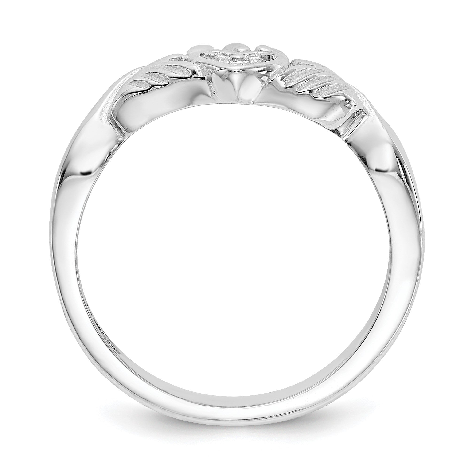 14K Weißgold Claddagh-Ring mit 0,05 ct. echten AA-Diamanten