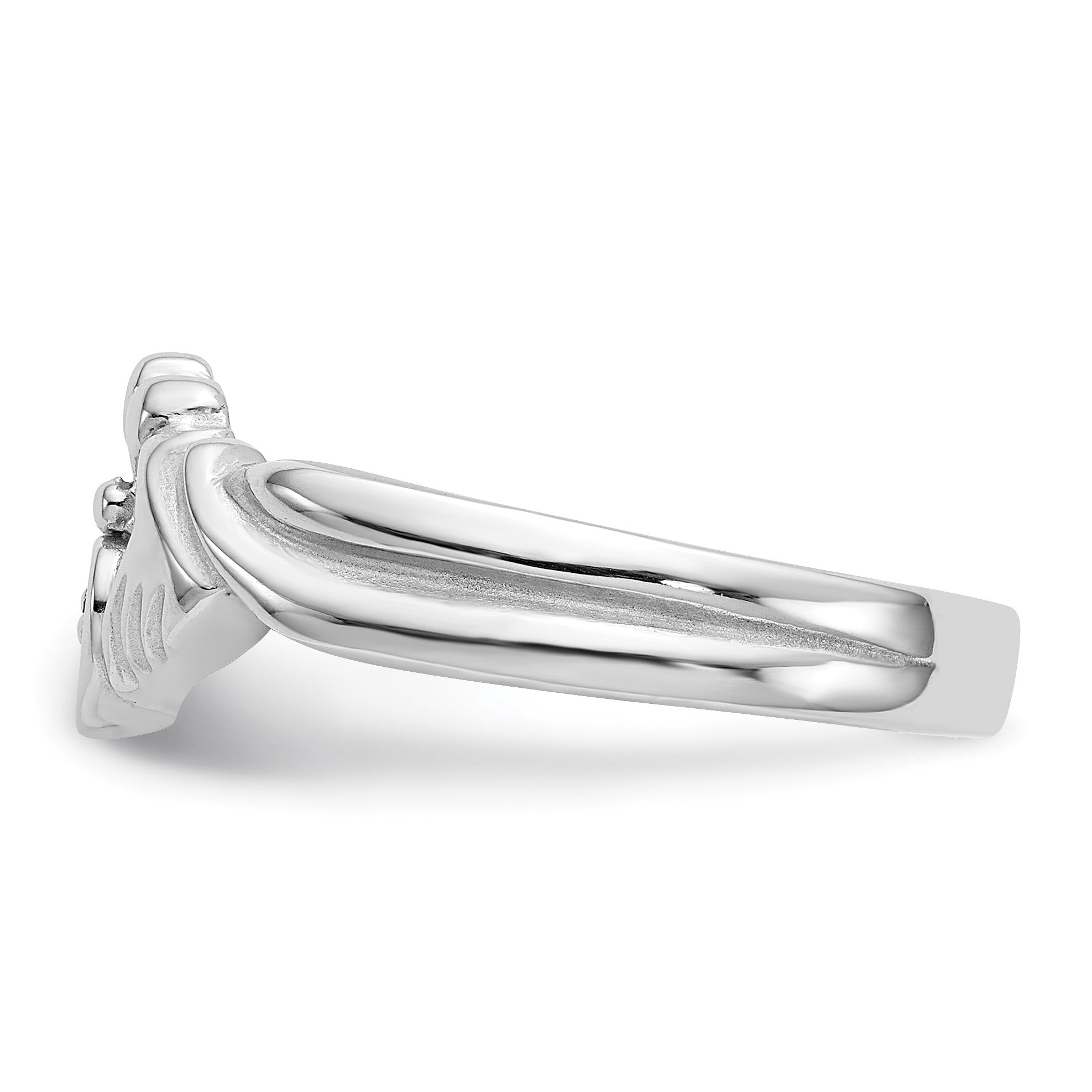 14K Weißgold Claddagh-Ring mit 0,05 ct. echten AA-Diamanten