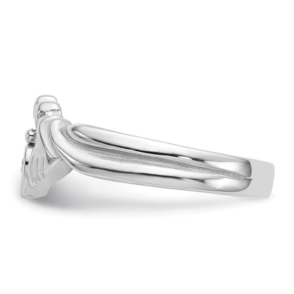 14K Weißgold Claddagh-Ring mit 0,05 ct. echten AA-Diamanten