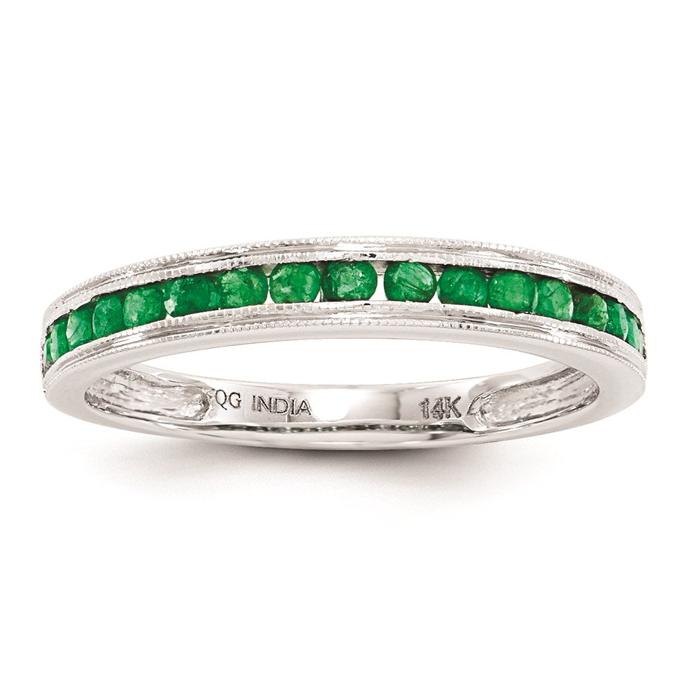 14K Weißgold Smaragd Ring