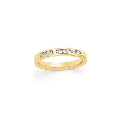 14K Gelbgold Diamant-Kanalring mit 9 Steinen