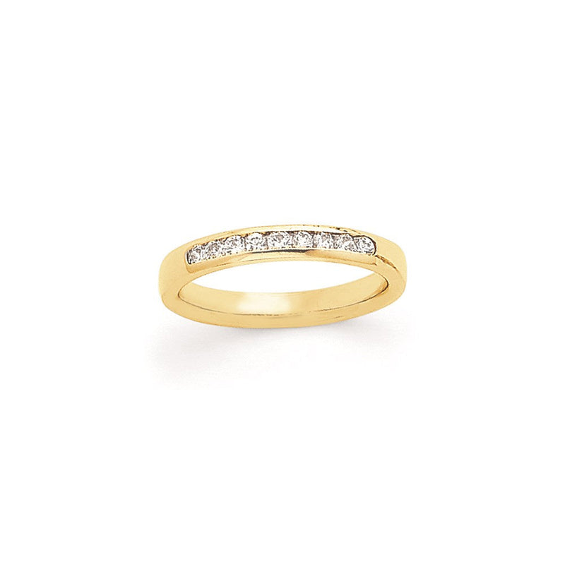 14K Gelbgold Diamant-Kanalring mit 9 Steinen
