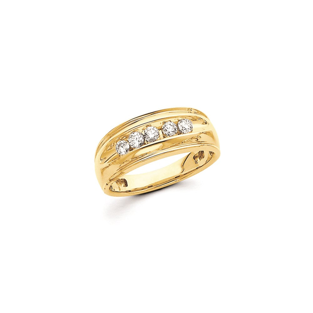 14K Gelbgold Herren-Ring mit natürlichen Diamanten AA