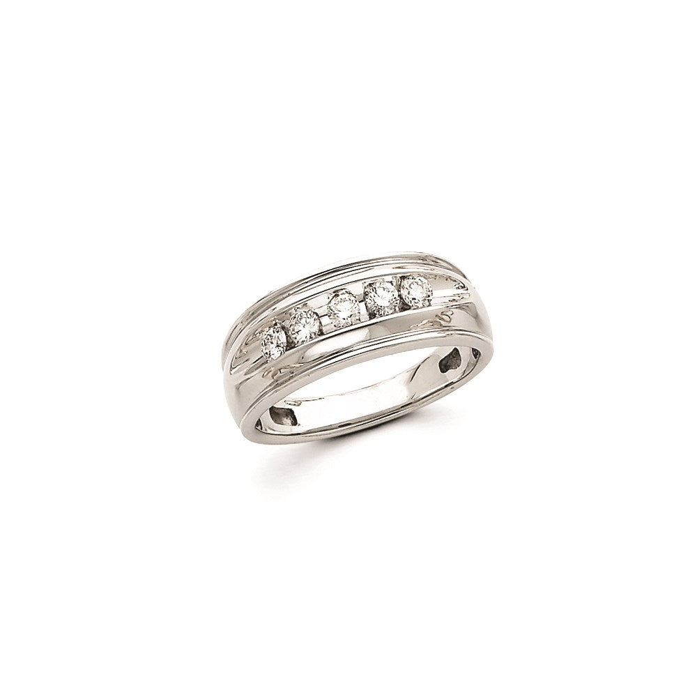 14K Weißgold Herren-Ring mit echten AA-Diamanten