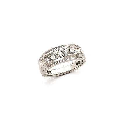 14K Weißgold Herren-Ring mit echten AA-Diamanten