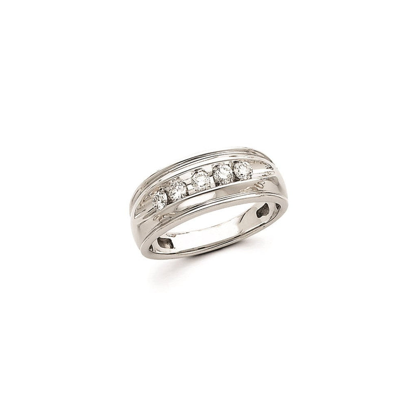 14K Weißgold Herren-Ring mit echten AA-Diamanten