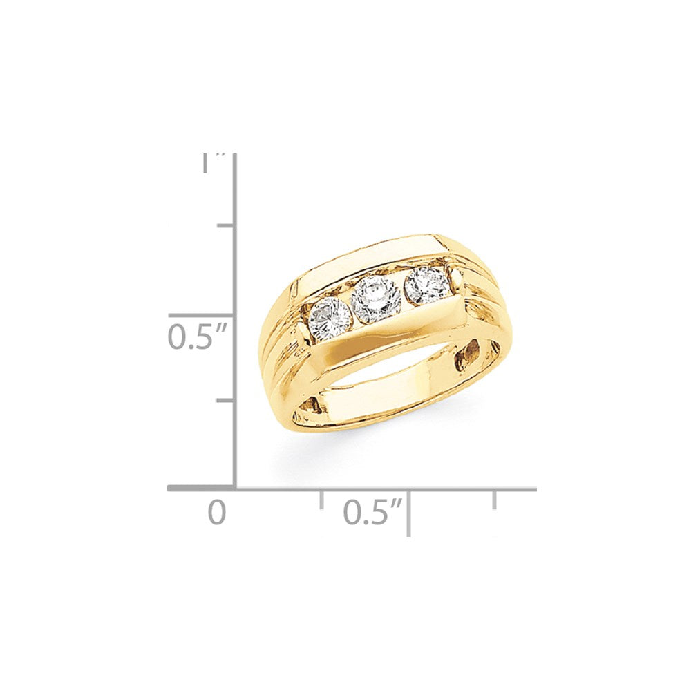 14K Gelbgold Herren-Ring mit echten AA-Diamanten
