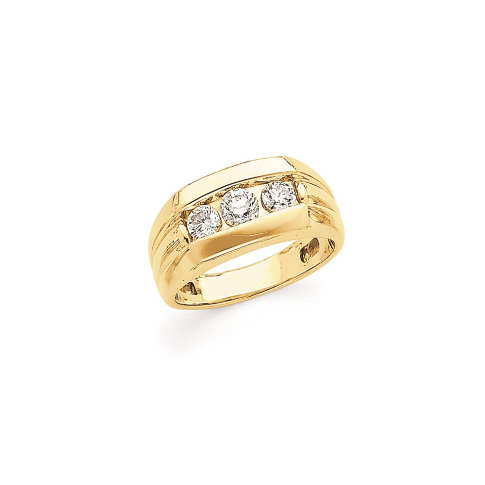 14K Gelbgold Herren-Ring mit echten AA-Diamanten