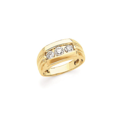 14K Gelbgold Herren-Ring mit echten AA-Diamanten