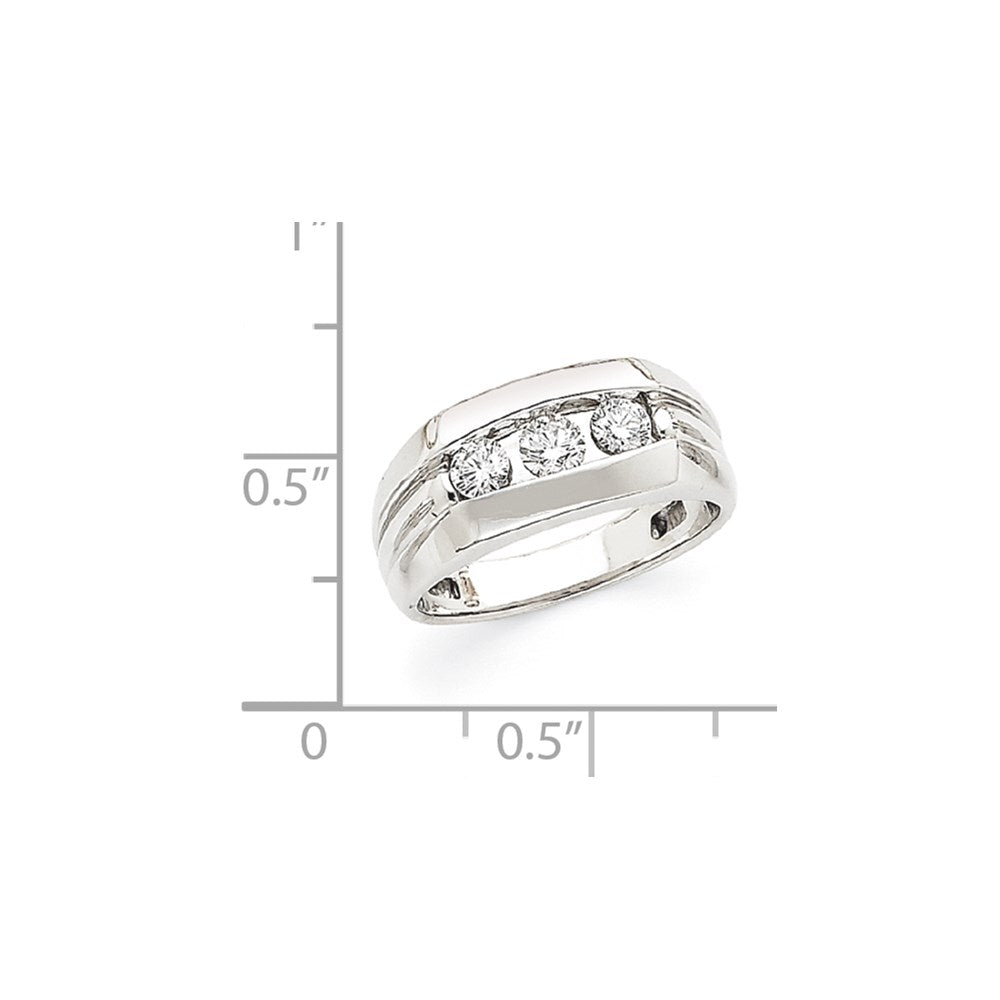 14K Weißgold Herren-Ring mit echten AA Diamanten