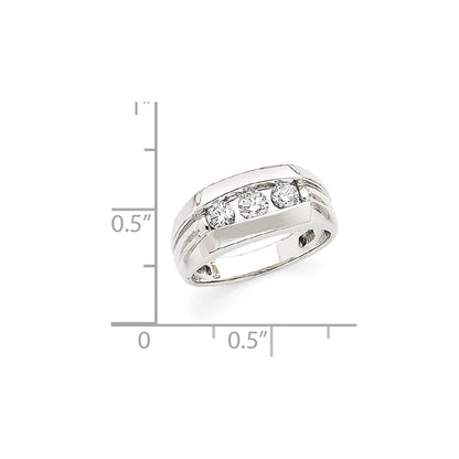 14K Weißgold Herren-Ring mit echten AA Diamanten