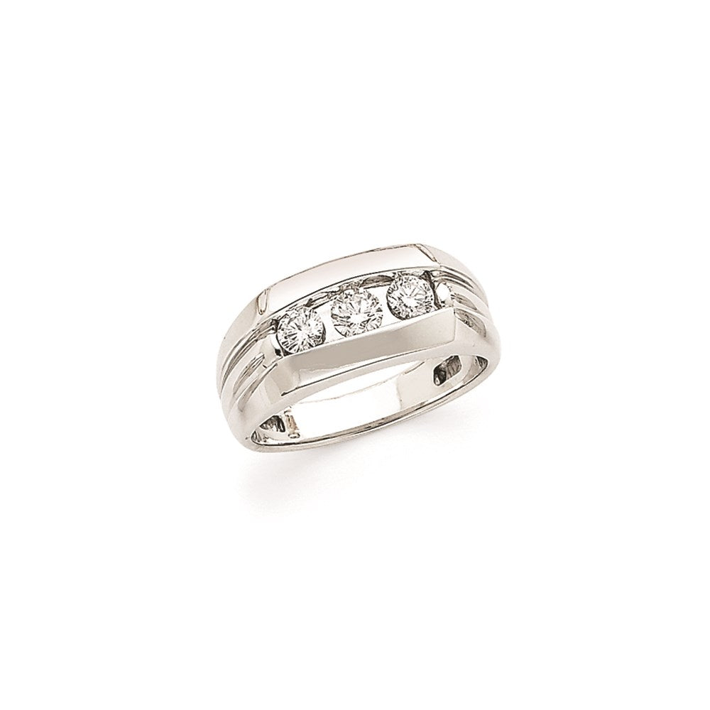 14K Weißgold Herren-Ring mit echten AA Diamanten
