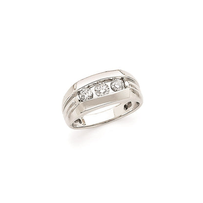 14K Weißgold Herren-Ring mit echten AA Diamanten