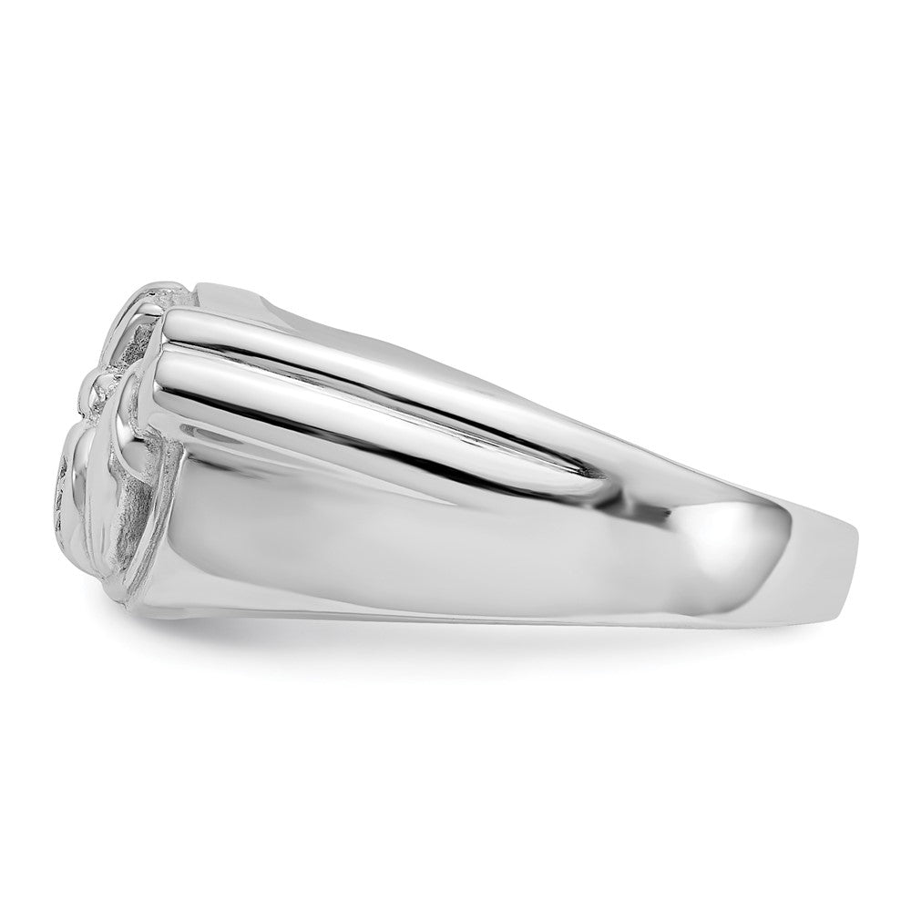 14K Weißgold Herren-Claddagh-Ring mit AA-Diamanten