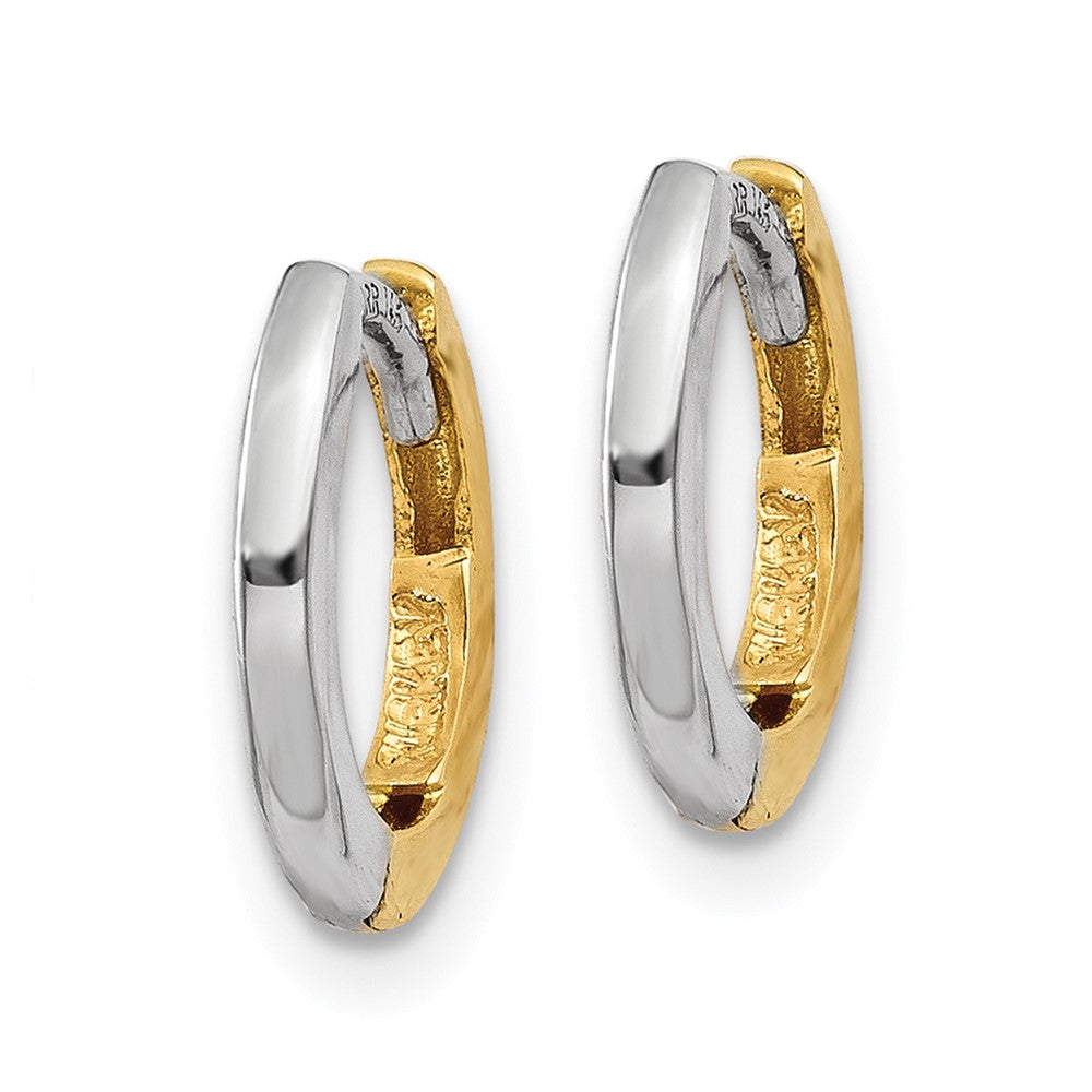 14K Bicolor Mini 1.35mm Rund Klappbar Creolen