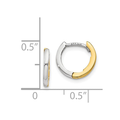 14K Bicolor Mini 1.35mm Rund Klappbar Creolen