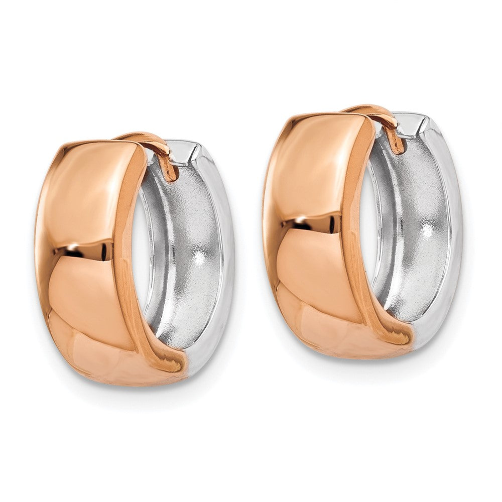 14K Bicolor Weiß und Roségold Klappbar Creolen