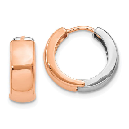 14K Bicolor Weiß und Roségold Klappbar Creolen