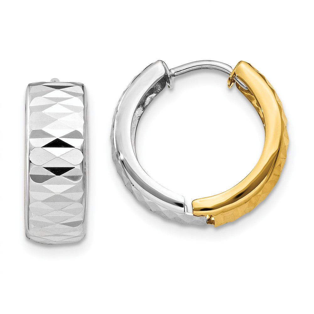14K Bicolor Strukturiert Creolen