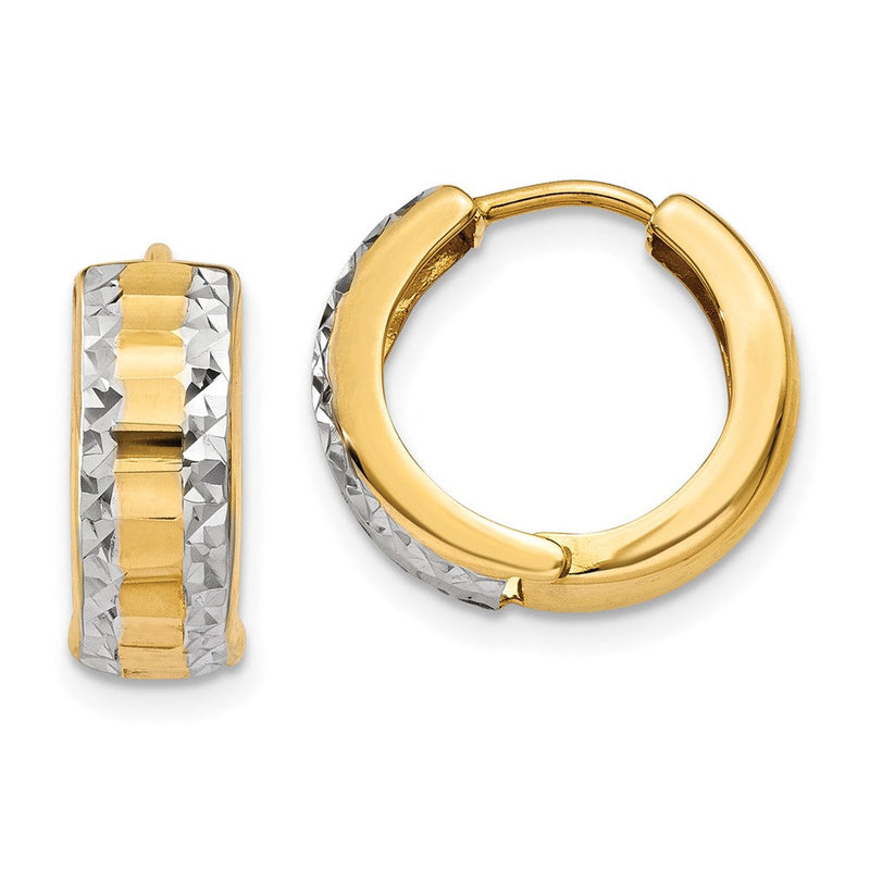 14K Gelb & Rhodium Klappbar Creolen