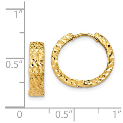14K Gelbgold Diamantiert Klappbar Creolen