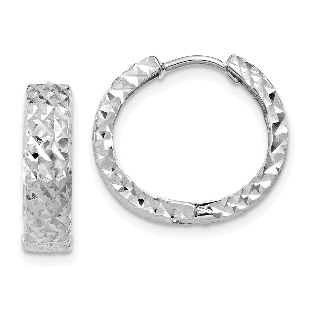 14K Weißgold Diamantiert Klappbar Creolen